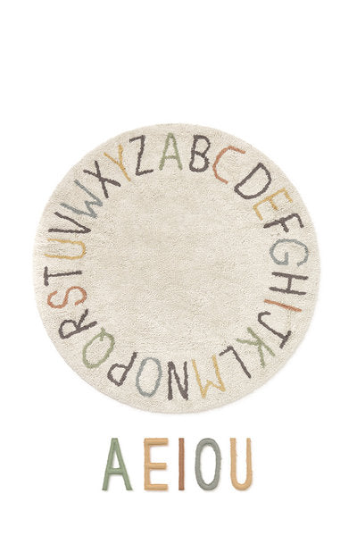 Tappeto lavabile ABC color e lettere - Ø 120 cm