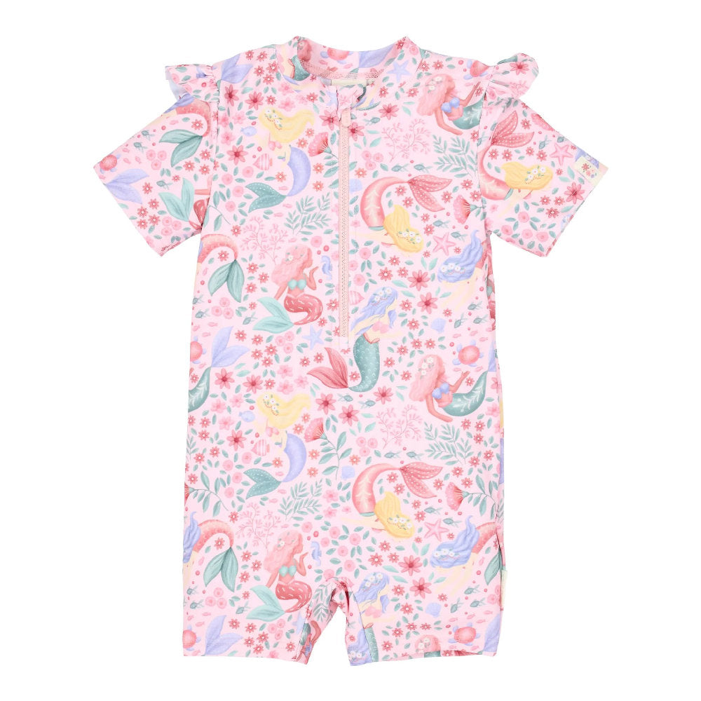 Costume da Bagno Bimba 'Dreamy Mermaid' (Maniche Corte e Zip Lunga)