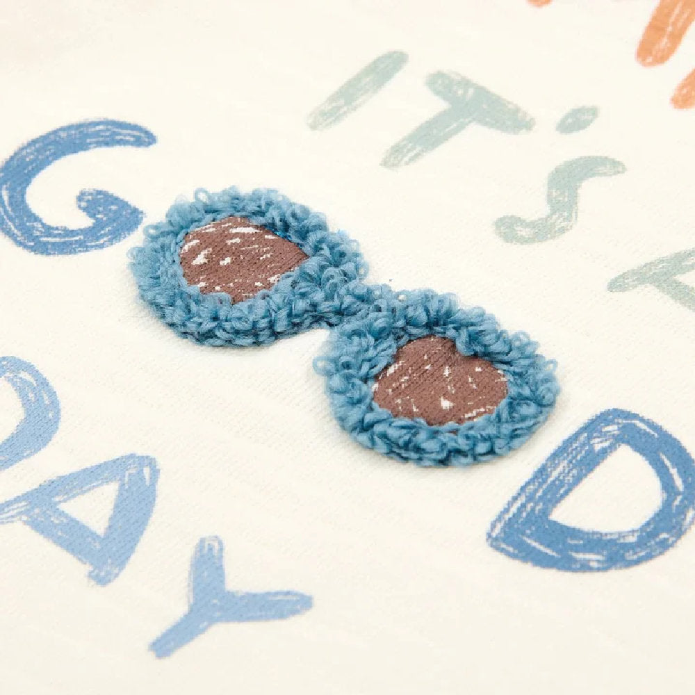 T-Shirt Bambino in Cotone Biologico con Grafica 'Smile' - Crema