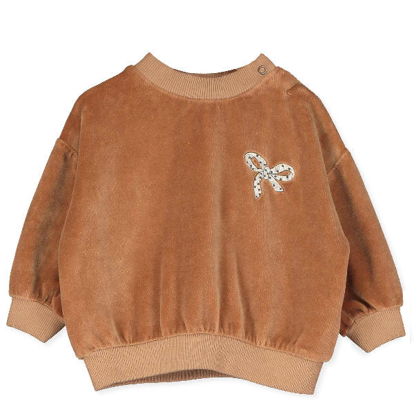 VELVET BABY SWEATSHIRT/COTTON VELVET BOW EMBROIDER