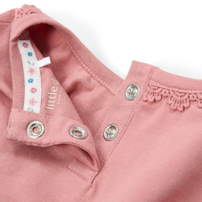 Maglietta Bambina in Cotone Biologico - Pink Blush con Volant