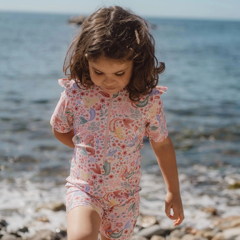 Costume da Bagno Bimba 'Dreamy Mermaid' (Maniche Corte e Zip Lunga)