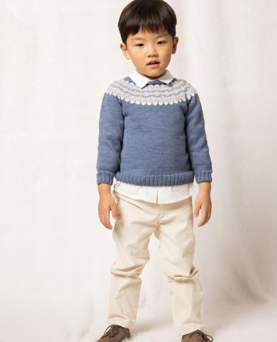 Maglione blu lavorato a maglia - 50% Lana merino