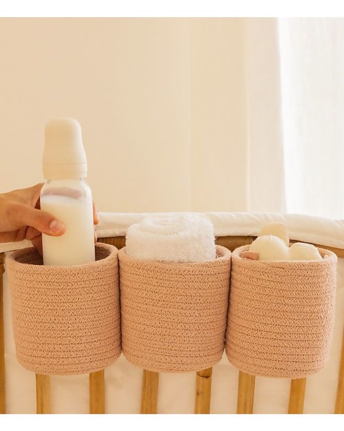 Set 3 Mini Cestini Portaoggetti da Culla 'Bamboo' - Vintage Nude