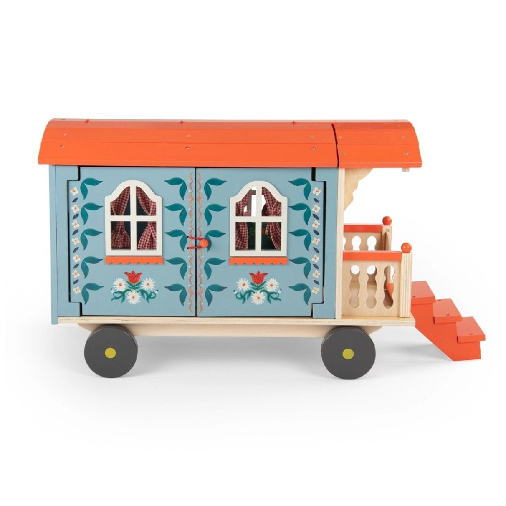 Grande Roulotte delle Bambole in Legno con Accessori