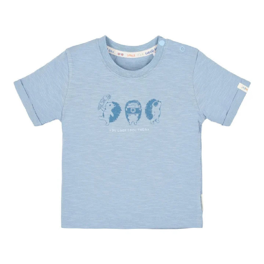 T-Shirt Bambino in Cotone Biologico 'Amici del Bosco' - Steel Blue