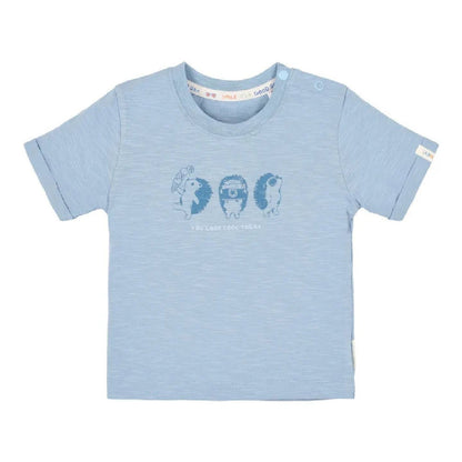 T-Shirt Bambino in Cotone Biologico 'Amici del Bosco' - Steel Blue