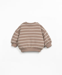 Felpa in cotone a righe - 89% Cotone rigenerato