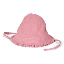 Cappellino Parasole in Mussola di Cotone Biologico con Fiorellino Ricamato