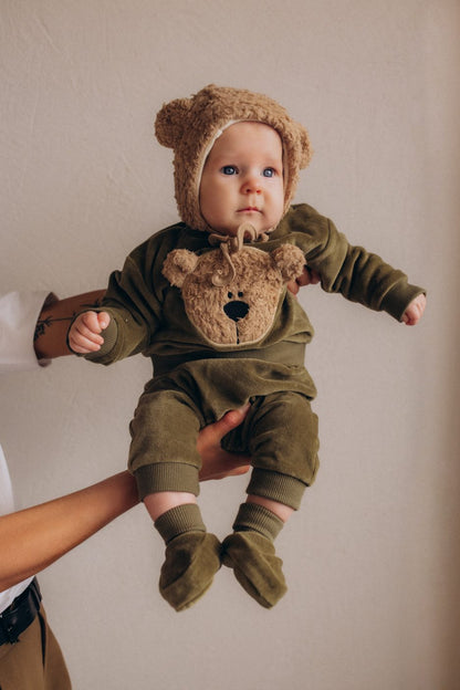 Maglioncino ricamato Teddy in cotone biologico