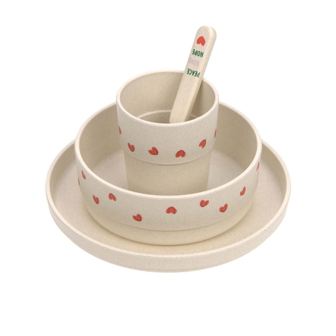 Set piatti 4 pezzi - Ciotola, piatto,bicchiere e cucchiaio