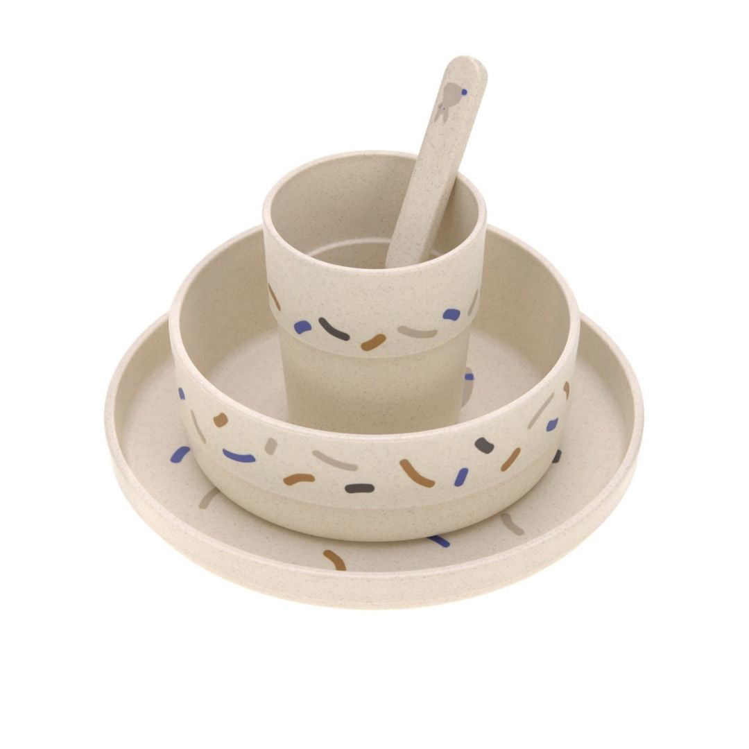 Set piatti 4 pezzi - Ciotola, piatto,bicchiere e cucchiaio