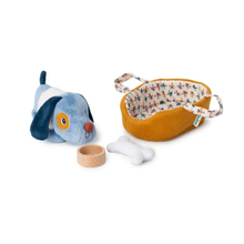 Gioco peluche Jules il cane e il suo cestino