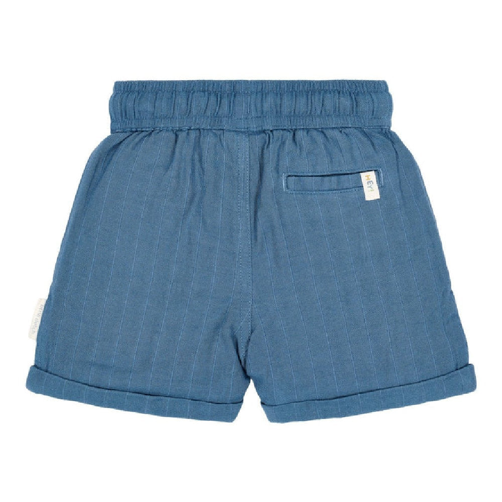 Pantaloncini Corti Effetto Lino a Righe - Indaco