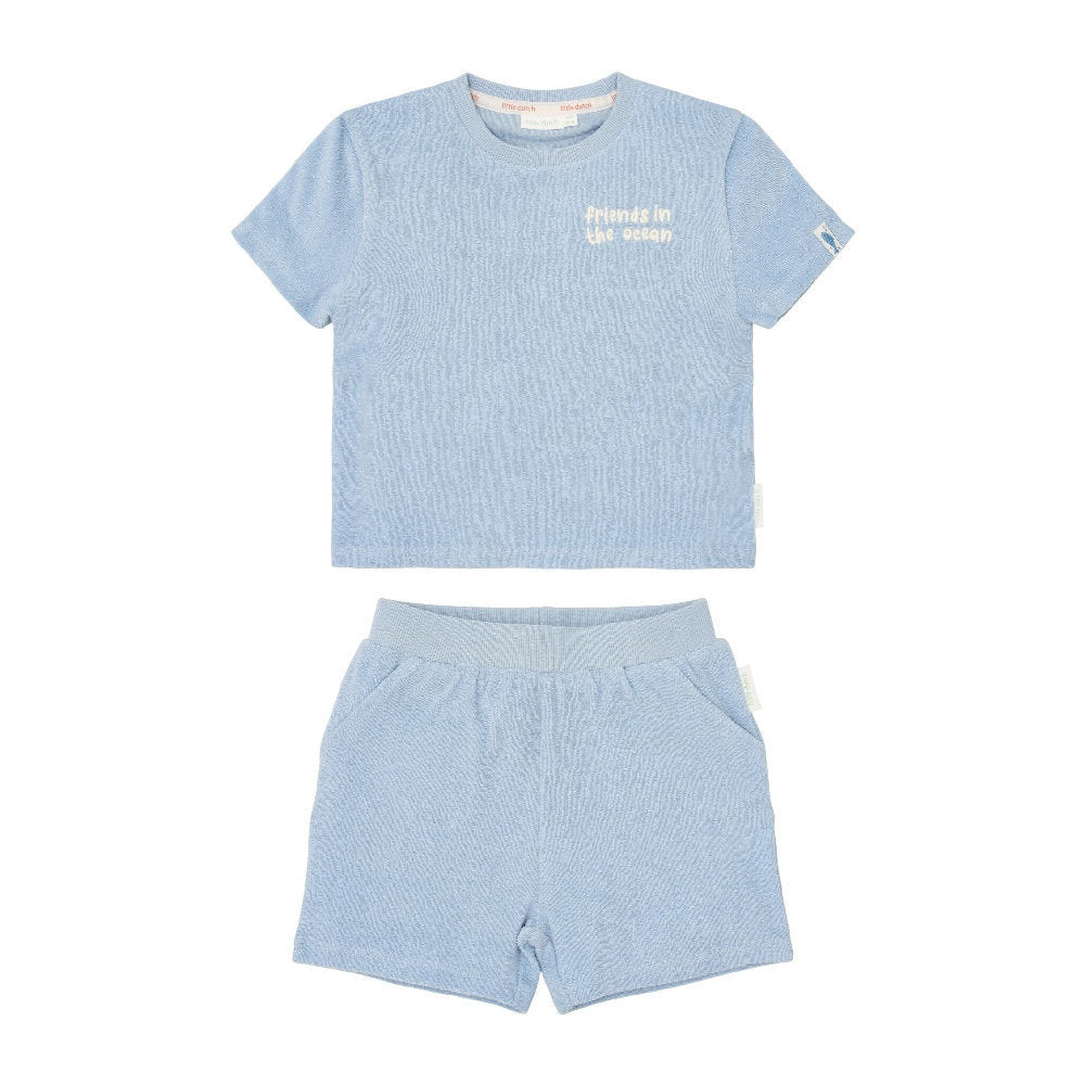 Completo Estivo Bambino in Spugna (Maglietta e Pantaloncini in Cotone Biologico)