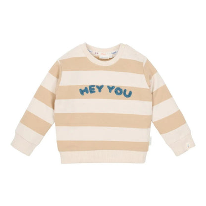 Maglioncino Bambino in Felpa Leggera a Righe in Cotone Biologico - Color Biscotto