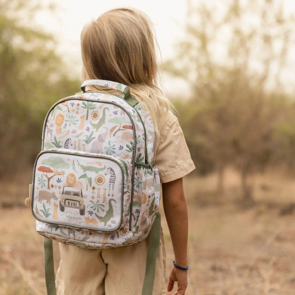 Zainetto per Bambini 'Safari Friends' con Tasche Portaborraccia e Targhetta Nome