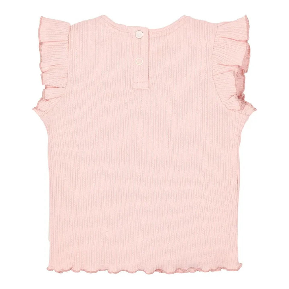 Maglietta Senza Maniche Bambina in Cotone Biologico a Costine - Fairy Pink