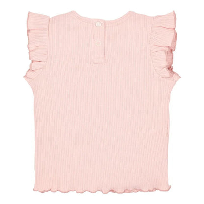 Maglietta Senza Maniche Bambina in Cotone Biologico a Costine - Fairy Pink