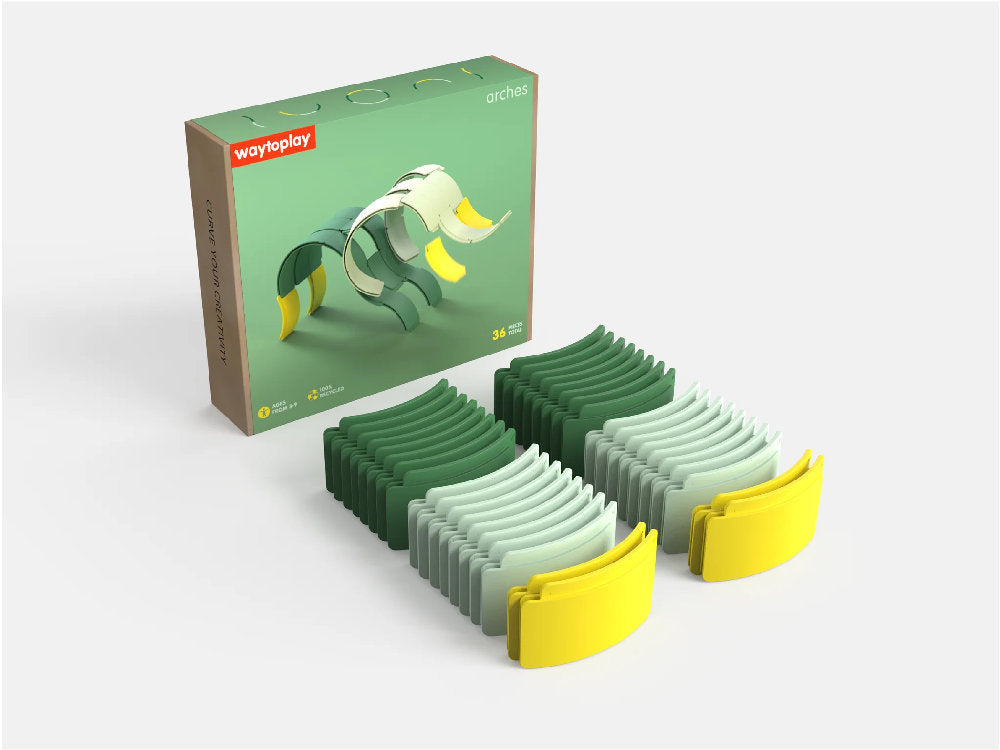 Set di Costruzioni Modulari Arches in Plastica Riciclata Waytoplay (36 Pezzi - dai 3 ai 9 Anni)