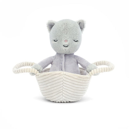 Peluche morbido Gattina nel cestino