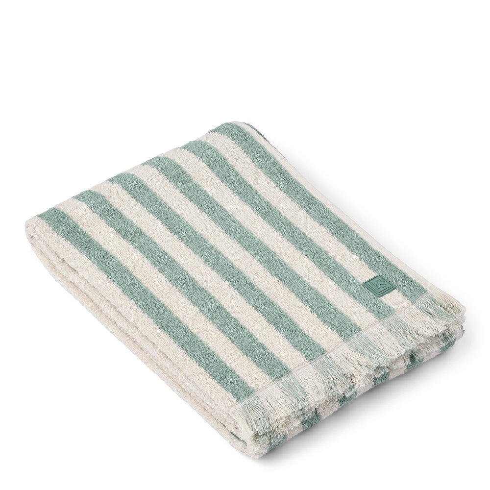 Telo Mare Grande in Cotone Biologico Waffle con Pizzo Sangallo - 140x70 cm