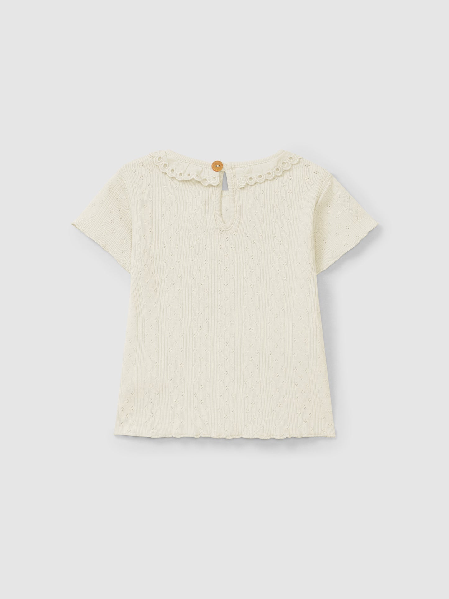 T-SHIRT AJOURS CON COLLETTO A VOLANT 5S111