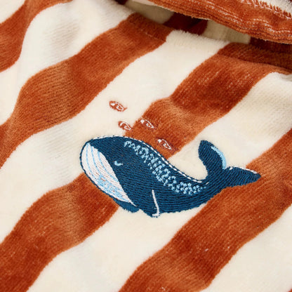 Poncho Mare per Bambini 'Ocean Brown Stripes' in Spugna (Cotone Biologico)