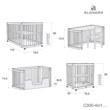 Alondra - Lettino Crea 3 Plus Evolutivo 4in 1 - Culla-Lettino-Letto montessoriano-Scrivania