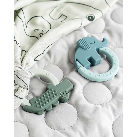 Done by Deer - Set 2 Massaggiagengive Elphee e Croco - 100% Silicone Alimentare - Colore: Blu