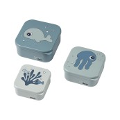 Done by Deer - Set 3 Contenitori Portamerenda Sea Friends - Colore: Blu