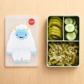 3Sprouts - Porta pranzo Bento 3 Scomparti - in Silicone - Versioni 3 Sprouts: Yeti Azzurro