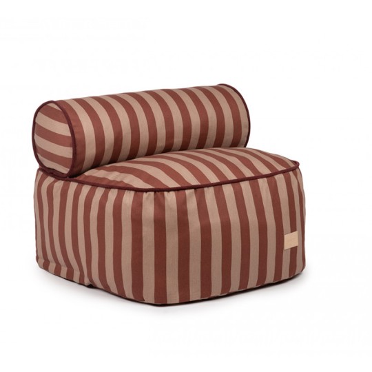 Nobodinoz - Pouf Majestic 50x50x25 - Cotone Bio - Colori Nobodinoz: Marsala Taupe Stripes