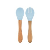 Minikoi - Coppia di posate in legno e silicone - Colore: Azzurro