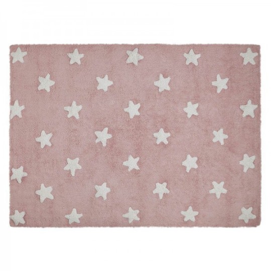 Lorena Canals - Tappeto in cotone Stelle 120x160 - Versioni Lorena Canals: Pink-White