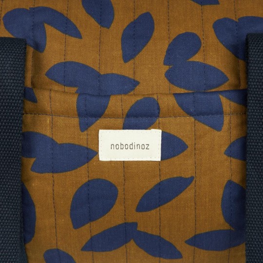 Nobodinoz - Borsa Weekend Paris-Tokyo 44x37x14 cm - Cotone Bio - Colori Nobodinoz: Blue Leaves