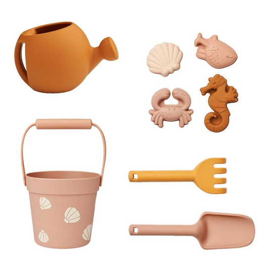 Liewood - Set da giardino e spiaggia Florence - 100% silicone - Colore Liewood: Sea Shell / Pale Tuscany