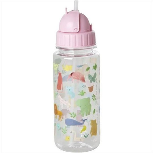 Rice - Borraccia in plastica con cannuccia - 500ml - Colore Rice: Soft Pink