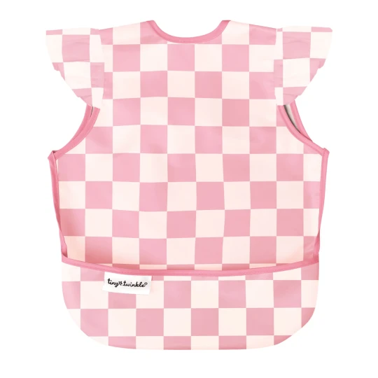 Tiny Twinkle - Bavaglino Grembiule impermeabile senza maniche - 6-24mesi - Colore: Pink Checkers