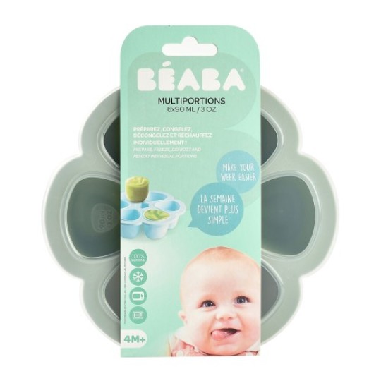 Beaba - CONTENITORE MULTIPORZIONE SILICONE 6x 90ml - Colore: Verde