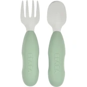 Beaba - Set di 2 posate educative in acciaio inox - Colore: Verde