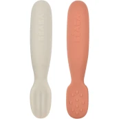 Beaba - Set di 2 posate educative in silicone - Colore: Terracotta