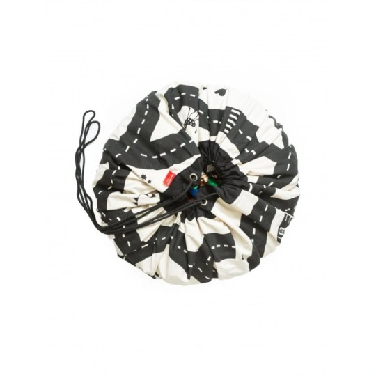 Play&Go - Sacco Portagiochi e Tappeto 2 in 1 - Cotone - Colore: Bianco Nero