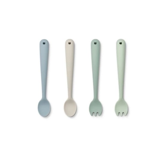 Liewood - Set posate in silicone - 4 pezzi - Shea - Colore Liewood: Dusty Mint