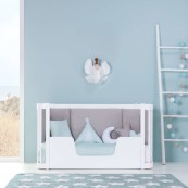 Alondra - Lettino evolutivo Crea DUE -  Lettino-Letto montessoriano-Scrivania - Colore: Bianco