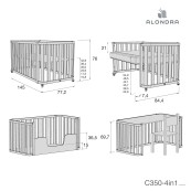 Alondra - Lettino evolutivo Crea DUE PLUS - Lettino-Letto montessoriano-Scrivania