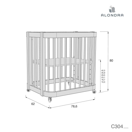 Alondra - Kit trasformazione Crea da lettino a culla - Colore: Bianco