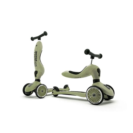 Scoot & Ride - Monopattino e Triciclo 2 in 1 Highwaykick 1 - Colore: Olive