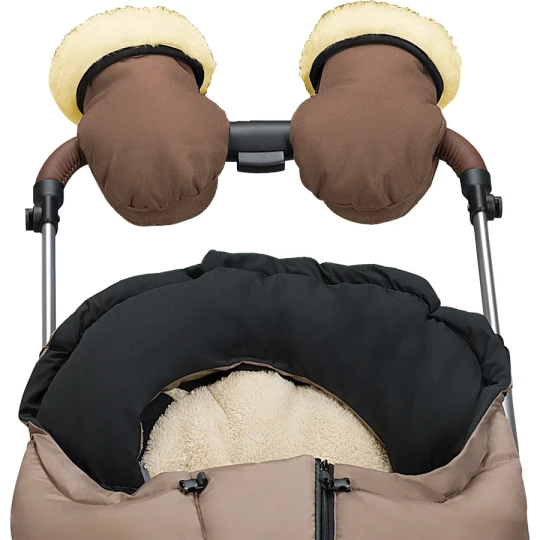 Baby Nest - Scaldamani lungo con pelo per passeggino - Colori Baby Nest: Desert Sand