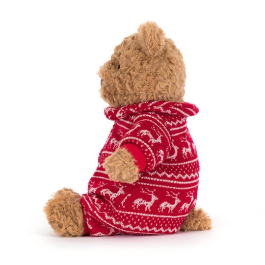 Jellycat - Peluche morbido Orso Bartolomeo in pigiama Natale